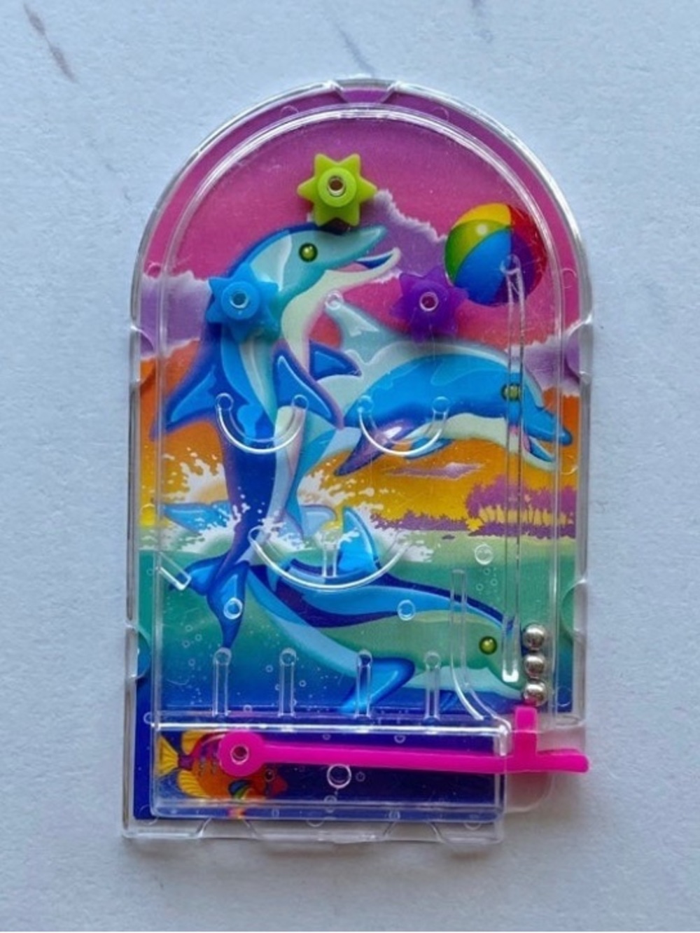 VTG Lisa Frank Surfing Dolphins mini pinball game